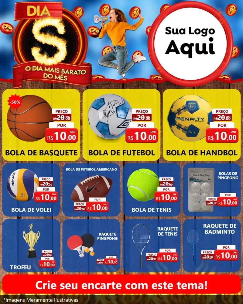 Modelo de Rede Social para Feed Instagram com o tema Dia S - O Dia Mais Barato Do Mês para Artigos Esportivos