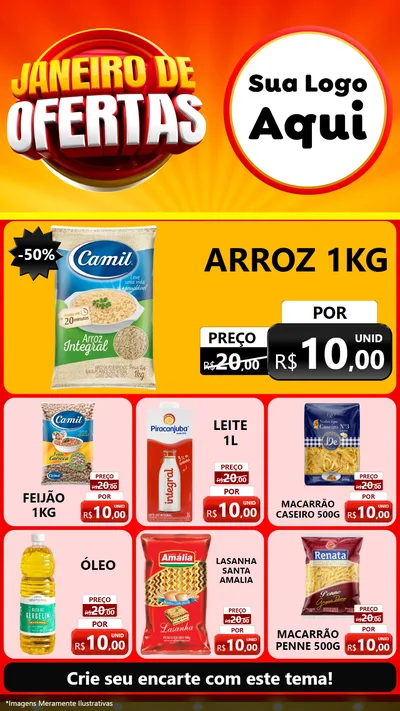 Modelo de Rede Social para Stories com o tema Janeiro de Ofertas para Supermercado