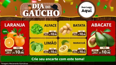 Modelo de TV para TV Horizontal com o tema Dia do Gaúcho para Hortifrúti
