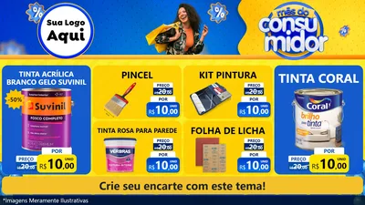 Modelo de TV para TV Horizontal com o tema Mês do Consumidor para Tintas e Ferramentas