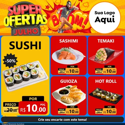 Modelo de Rede Social para Feed Facebook com o tema Super Ofertas Julho para Comida japonesa