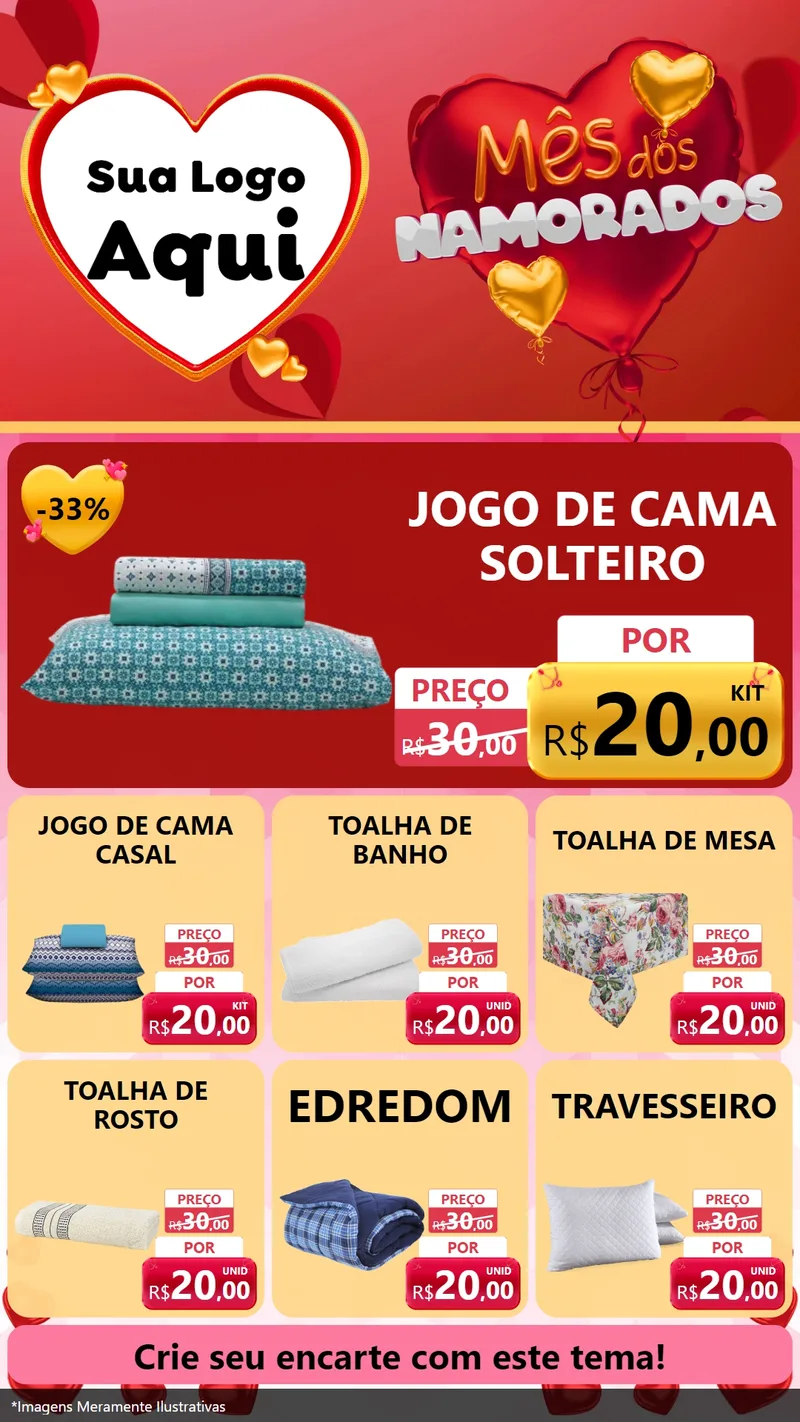 Modelo de Rede Social para Stories com o tema Mês dos Namorados para Cama, Mesa e Banho