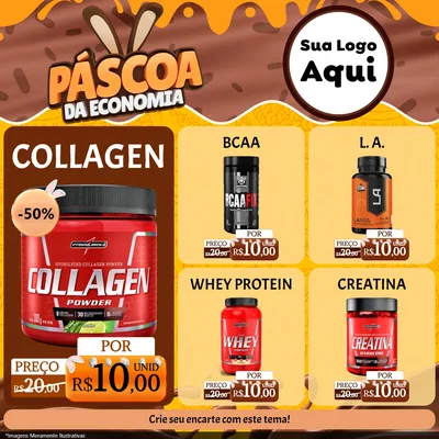 Modelo de Rede Social para Feed Facebook com o tema Páscoa da Economia para Suplementos alimentares