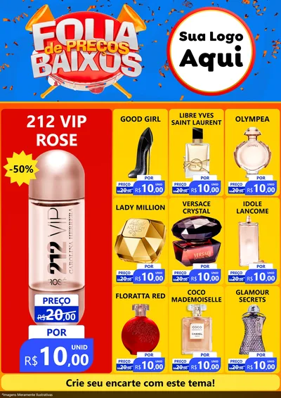 Modelo de Encarte para Encarte A4 Vertical com o tema Folia de Preços Baixos para Perfumes