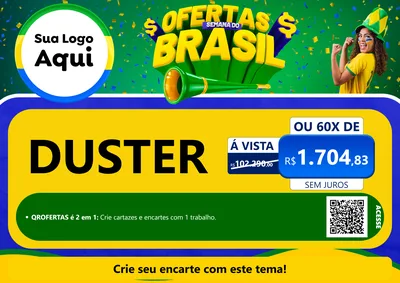 Modelo de Cartaz para Cartaz A4 Horizontal com o tema Ofertas Semana do Brasil para Concessionaria de Carros