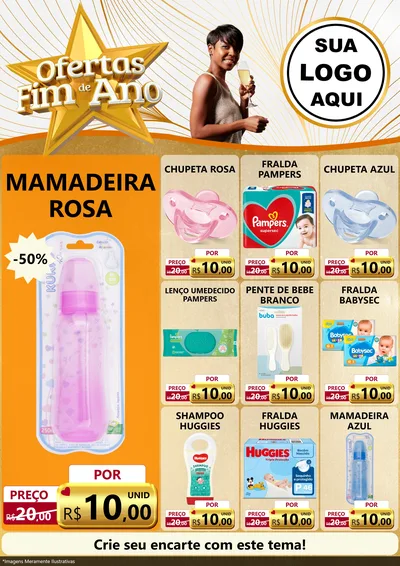 Modelo de Encarte para Encarte A4 Vertical com o tema Ofertas Fim de Ano para Bebês