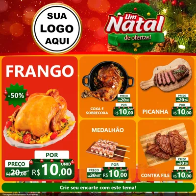 Modelo de Rede Social para Feed Facebook com o tema Um Natal de Ofertas para Assados