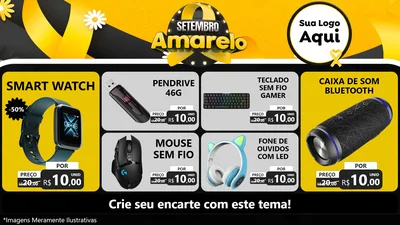 Modelo de TV para TV Horizontal com o tema Setembro Amarelo para Informática