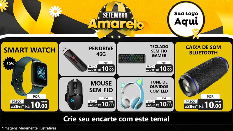 Modelo de TV para TV Horizontal com o tema Setembro Amarelo para Informática