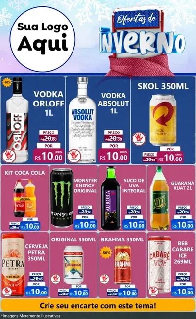 Modelo de Encarte para Encarte Grande com o tema Ofertas de Inverno para Distribuidora de bebidas