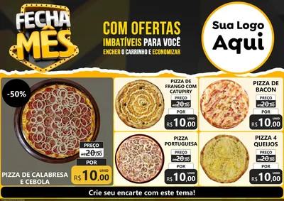 Modelo de Encarte para Encarte A4 Horizontal com o tema Fecha Mês para Pizzaria