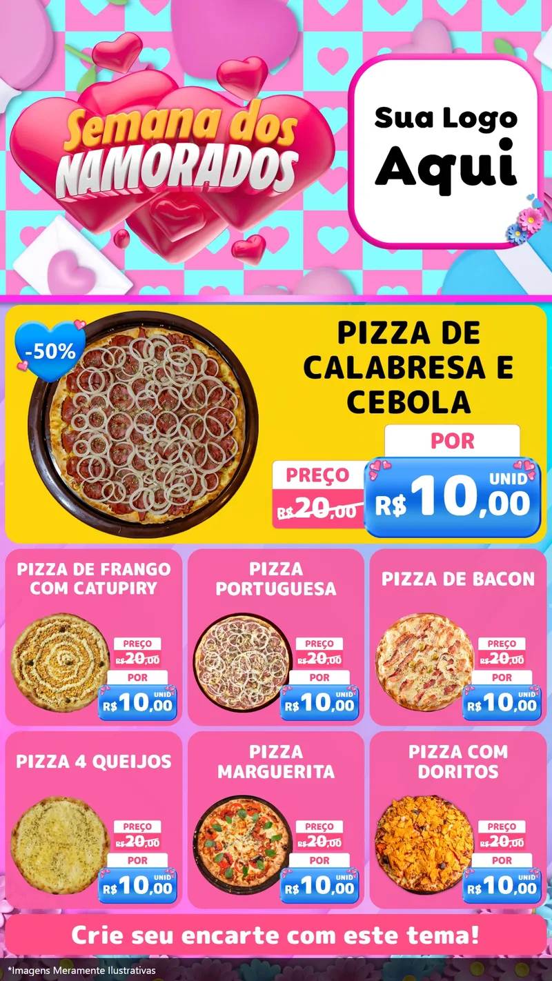 Modelo de Rede Social para Stories com o tema Semana dos Namorados para Pizzaria
