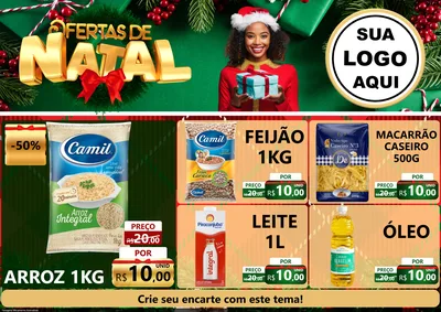 Modelo de Encarte para Encarte A4 Horizontal com o tema Ofertas de Natal para Supermercado