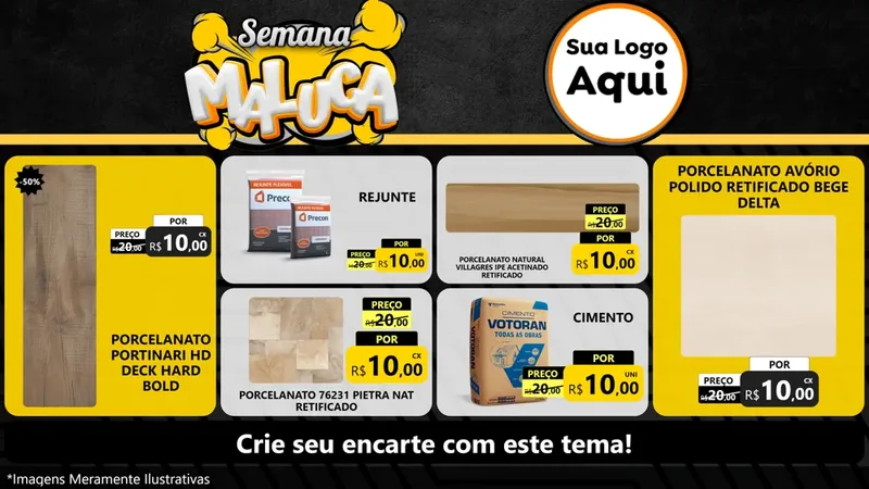 Modelo de TV para TV Horizontal com o tema Semana Maluca para Pisos e revestimentos