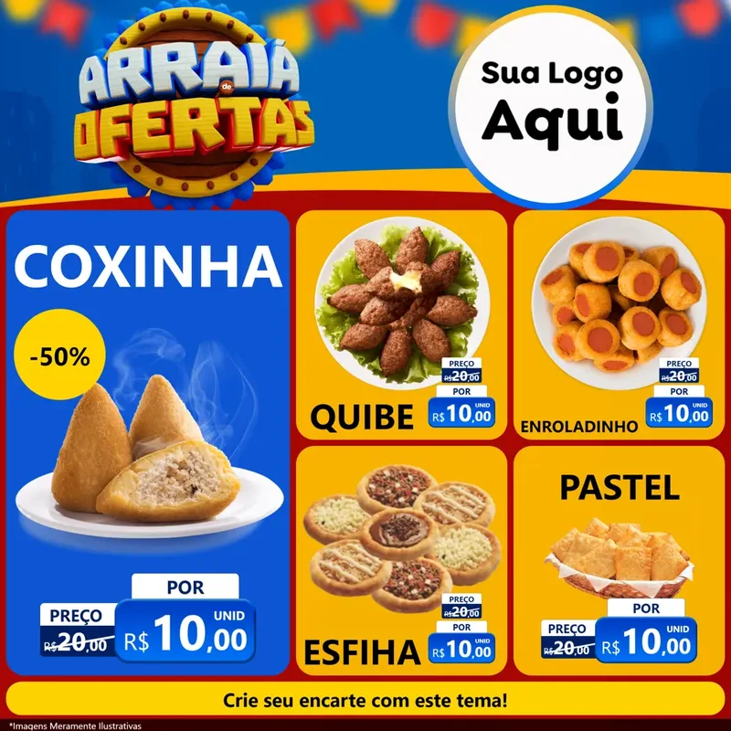 Modelo de Rede Social para Feed Facebook com o tema Arraiá de Ofertas - Junina para Salgadaria