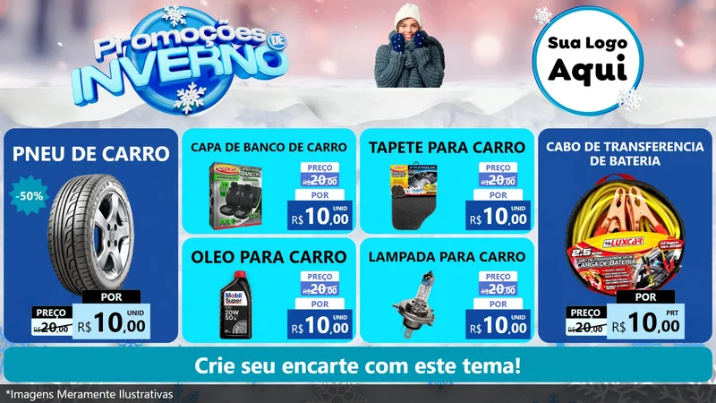 Modelo de TV para TV Horizontal com o tema Promoções de Inverno para Auto peças