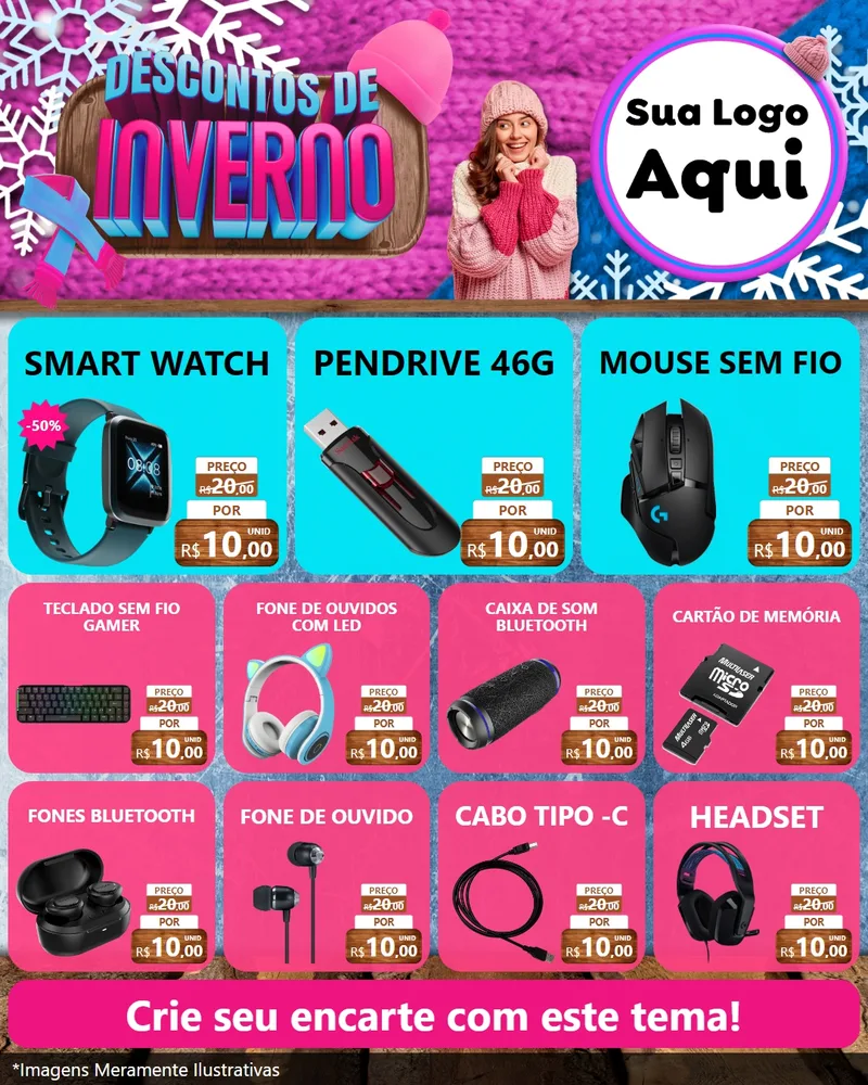 Modelo de Rede Social para Feed Instagram com o tema Descontos de Inverno para Informática