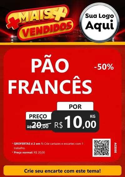 Modelo de Cartaz para Cartaz A4 Vertical com o tema Mais Vendidos para Padaria
