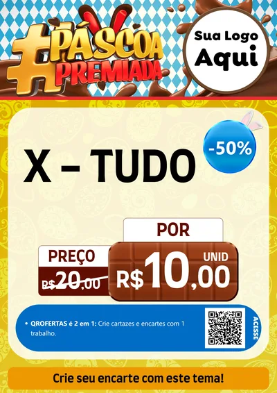 Modelo de Cartaz para Cartaz A4 Vertical com o tema Páscoa Premiada para Hamburgueria