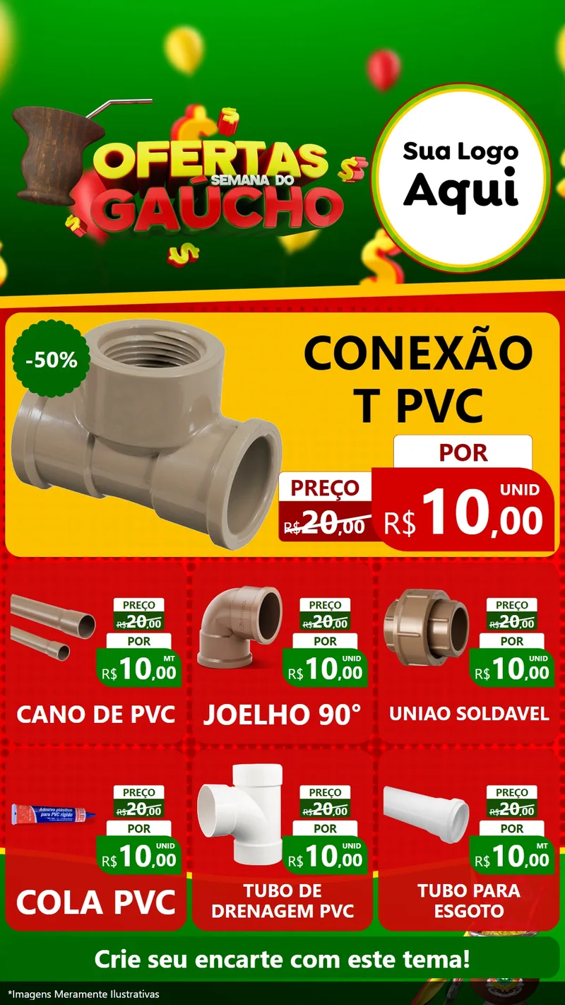 Modelo de Rede Social para Stories com o tema Ofertas Semana Do Gaúcho para Tubos e conexões