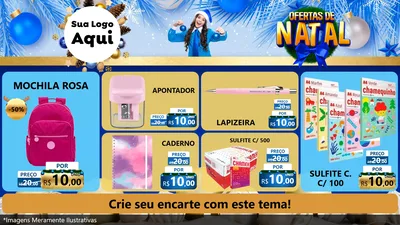 Modelo de TV para TV Horizontal com o tema Ofertas de Natal para Papelaria
