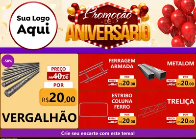 Modelo de Encarte para Encarte A4 Horizontal com o tema Promoção de Aniversário para Ferragens