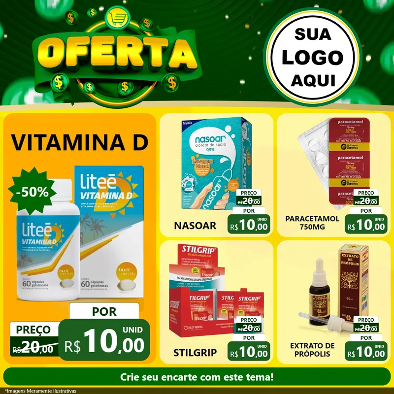 Modelo de Rede Social para Feed Facebook com o tema Oferta para Farmácia