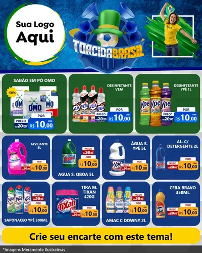 Modelo de Rede Social para Feed Instagram com o tema Torcida Brasil - Copa para Produtos de Limpeza