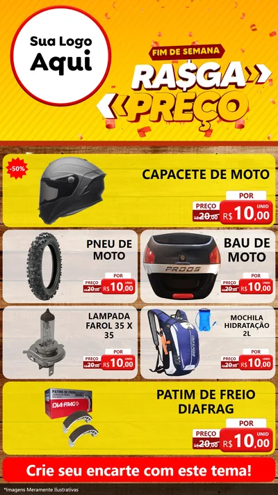 Modelo de TV para TV Vertical com o tema Fim de Semana Rasga Preços para Moto peças