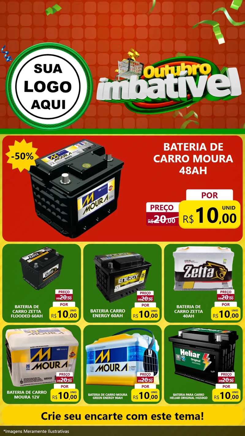 Modelo de Rede Social para Stories com o tema Outubro Imbatível para Baterias Elétricas
