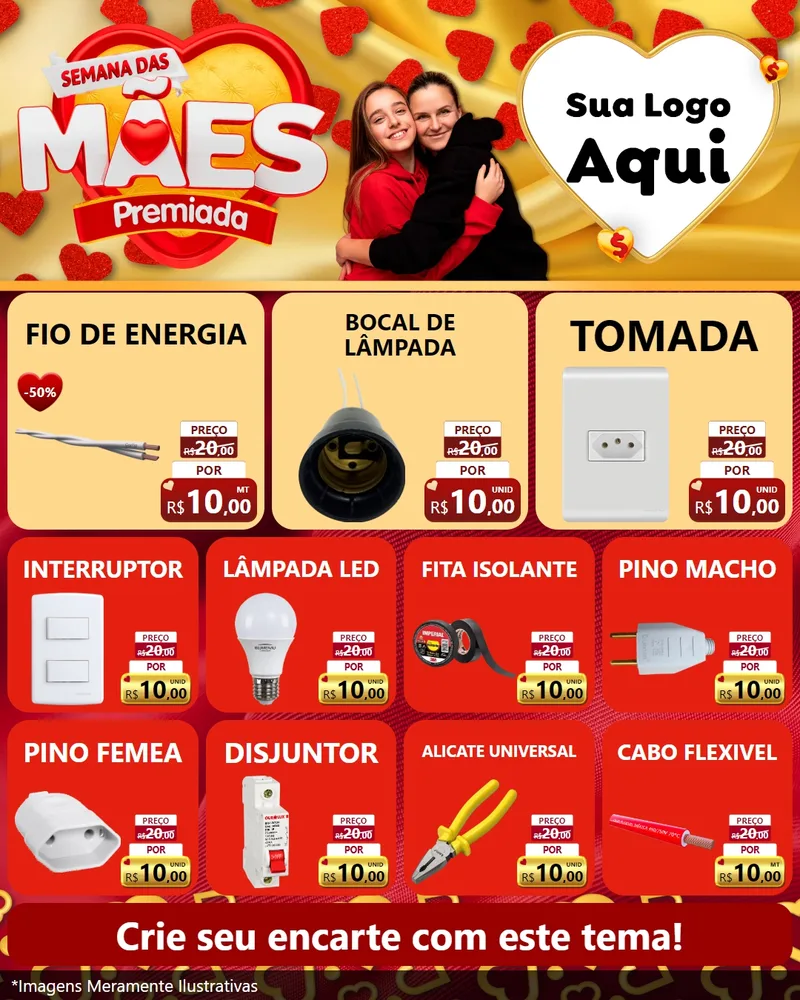 Modelo de Rede Social para Feed Instagram com o tema Semana das Mães Premiada para Materiais Elétricos