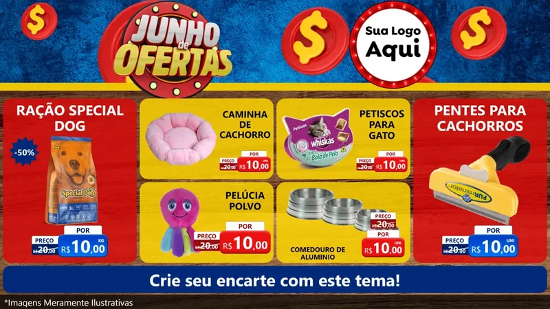 Modelo de TV para TV Horizontal com o tema Junho de Ofertas para Pet Shop