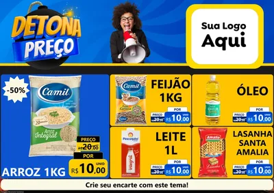 Modelo de Encarte para Encarte A4 Horizontal com o tema Detona Preços para Supermercado