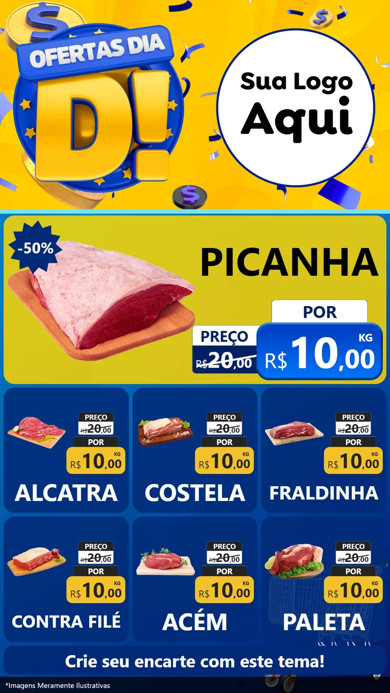 Modelo de Rede Social para Stories com o tema Ofertas Dia D para Açougue