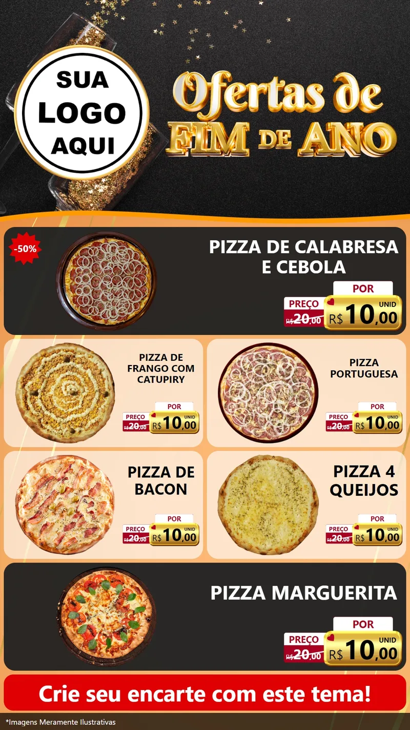 Modelo de TV para TV Vertical com o tema Ofertas de Fim de Ano para Pizzaria