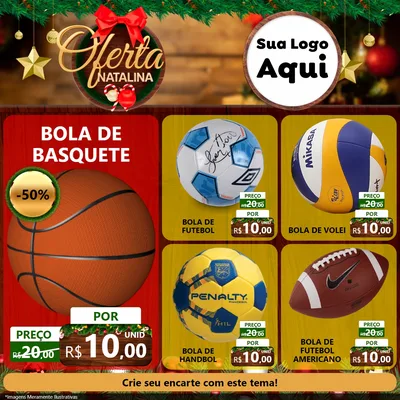 Modelo de Rede Social para Feed Facebook com o tema Ofertas Natalina para Artigos Esportivos