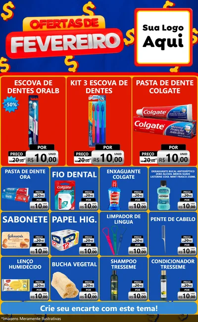 Modelo de Encarte para Encarte Grande com o tema Ofertas de Fevereiro para Higiene Pessoal