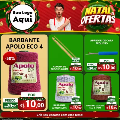 Modelo de Rede Social para Feed Facebook com o tema Natal de Ofertas para Armarinho e Aviamentos