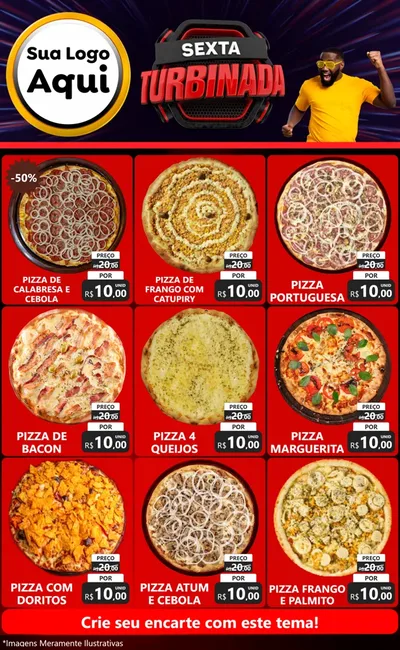 Modelo de Encarte para Encarte Grande com o tema Sexta Turbinada para Pizzaria