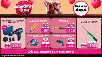 Modelo de TV para TV Horizontal com o tema Valentine's Day para Maquinas e Ferramentas