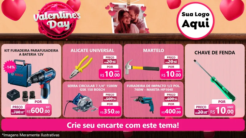 Modelo de TV para TV Horizontal com o tema Valentine's Day para Maquinas e Ferramentas
