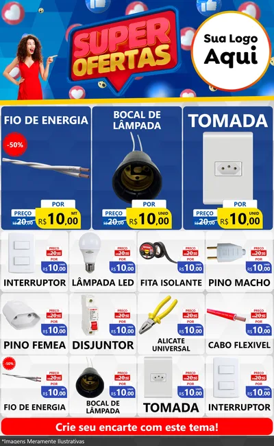 Modelo de Encarte para Encarte Grande com o tema Super Ofertas para Materiais Elétricos