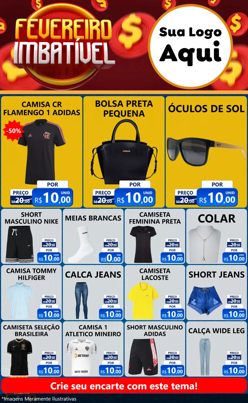 Modelo de Encarte para Encarte Grande com o tema Fevereiro Imbatível para Roupas e acessórios