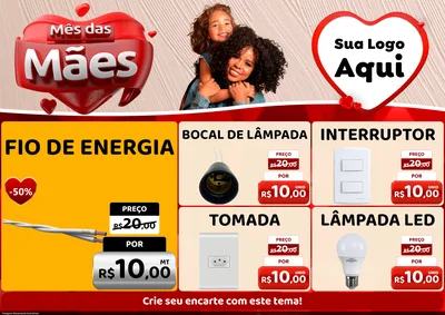 Modelo de Encarte para Encarte A4 Horizontal com o tema Mês das Mães para Materiais Elétricos