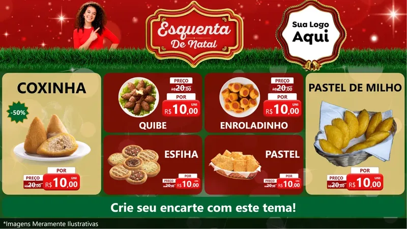 Modelo de TV para TV Horizontal com o tema Esquenta de Natal para Salgadaria