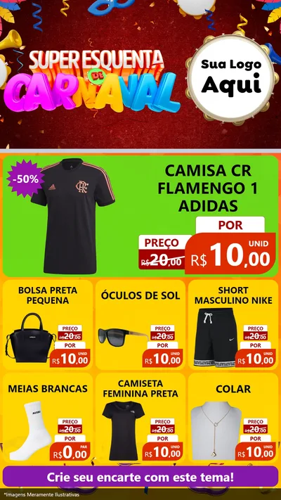 Modelo de Rede Social para Stories com o tema Super Esquenta de Carnaval para Roupas e acessórios