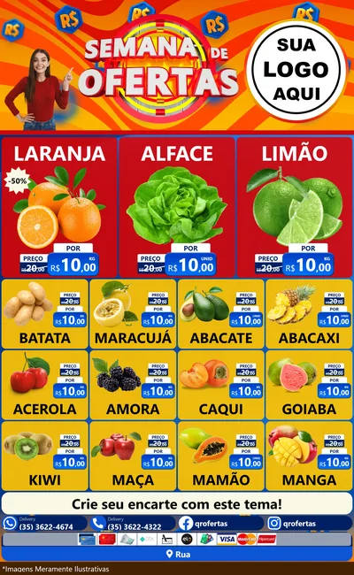 Modelo de Encarte para Encarte Grande com o tema Semana de Ofertas para Hortifrúti