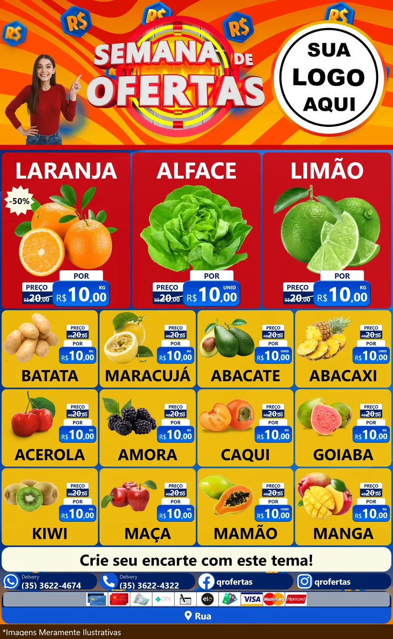 Modelo de Encarte para Encarte Grande com o tema Semana de Ofertas para Hortifrúti