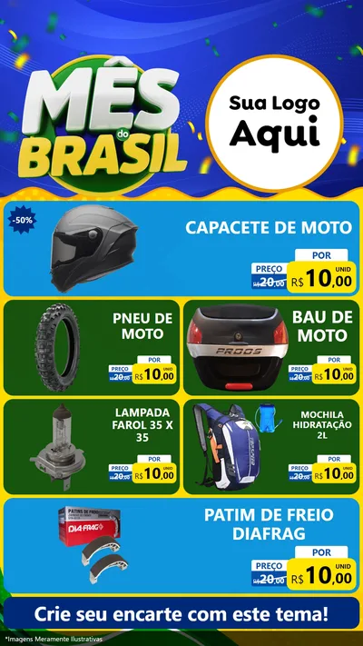 Modelo de TV para TV Vertical com o tema Mês do Brasil para Moto peças