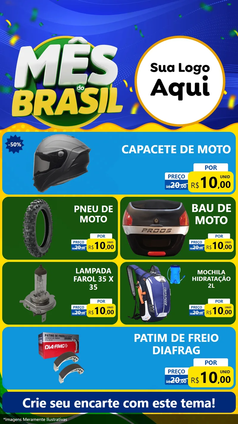 Modelo de TV para TV Vertical com o tema Mês do Brasil para Moto peças